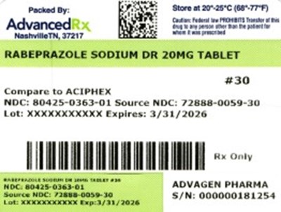 Label 1 (Rabeprazole Sodium Dr 20mg 80425 0363 01)